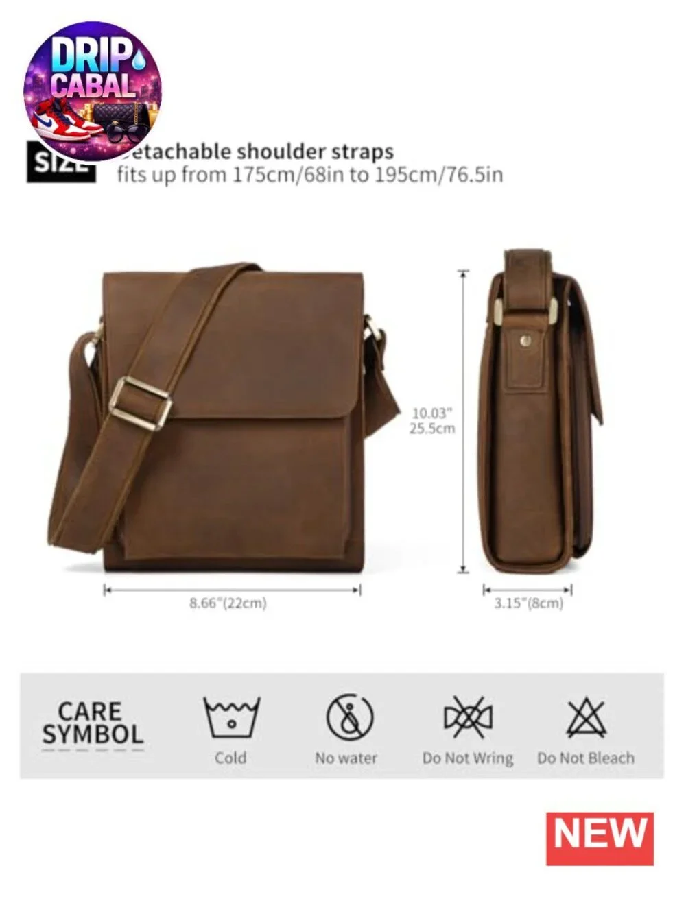 Genuine Leather Crossbody Messenger Bag for Men Work Travel Daily Casual